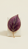 Enamel Plum Leaf Brooch