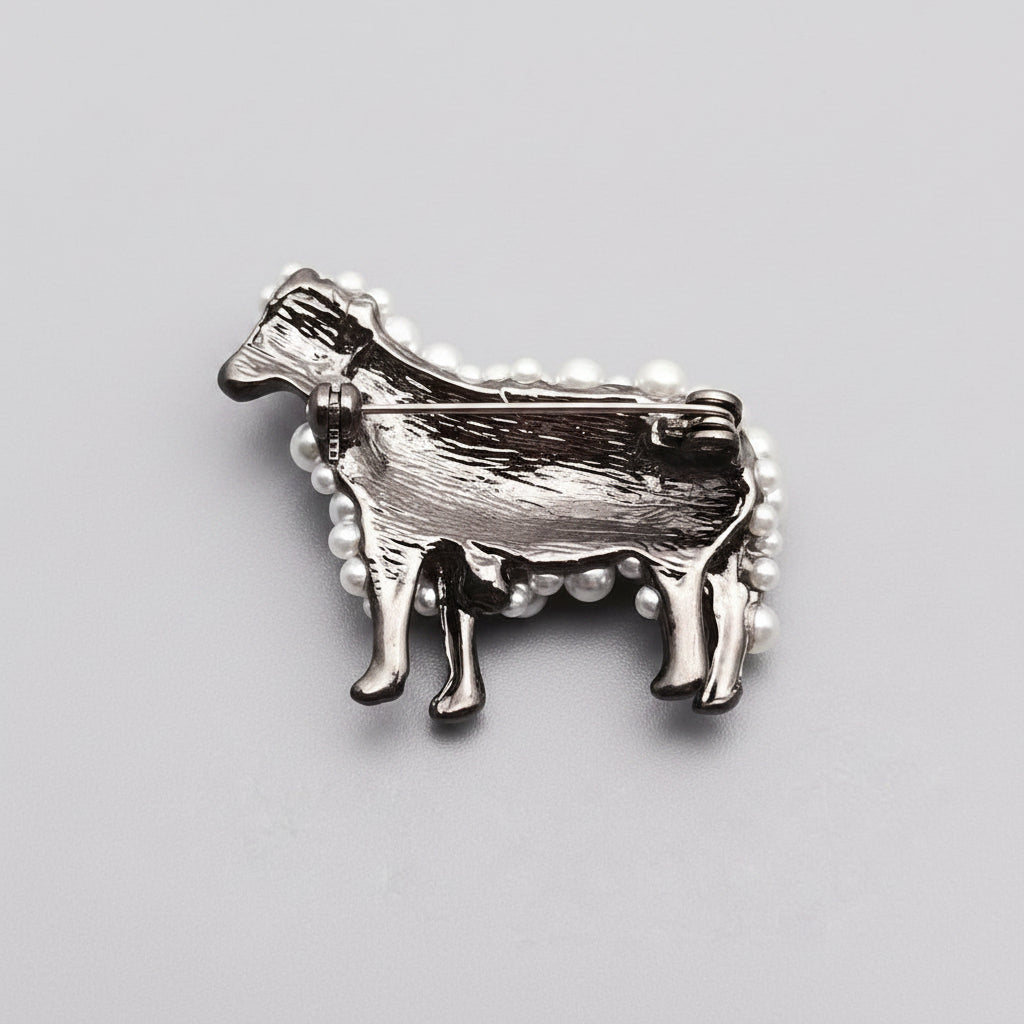 Pearl Sheep Brooch Pin