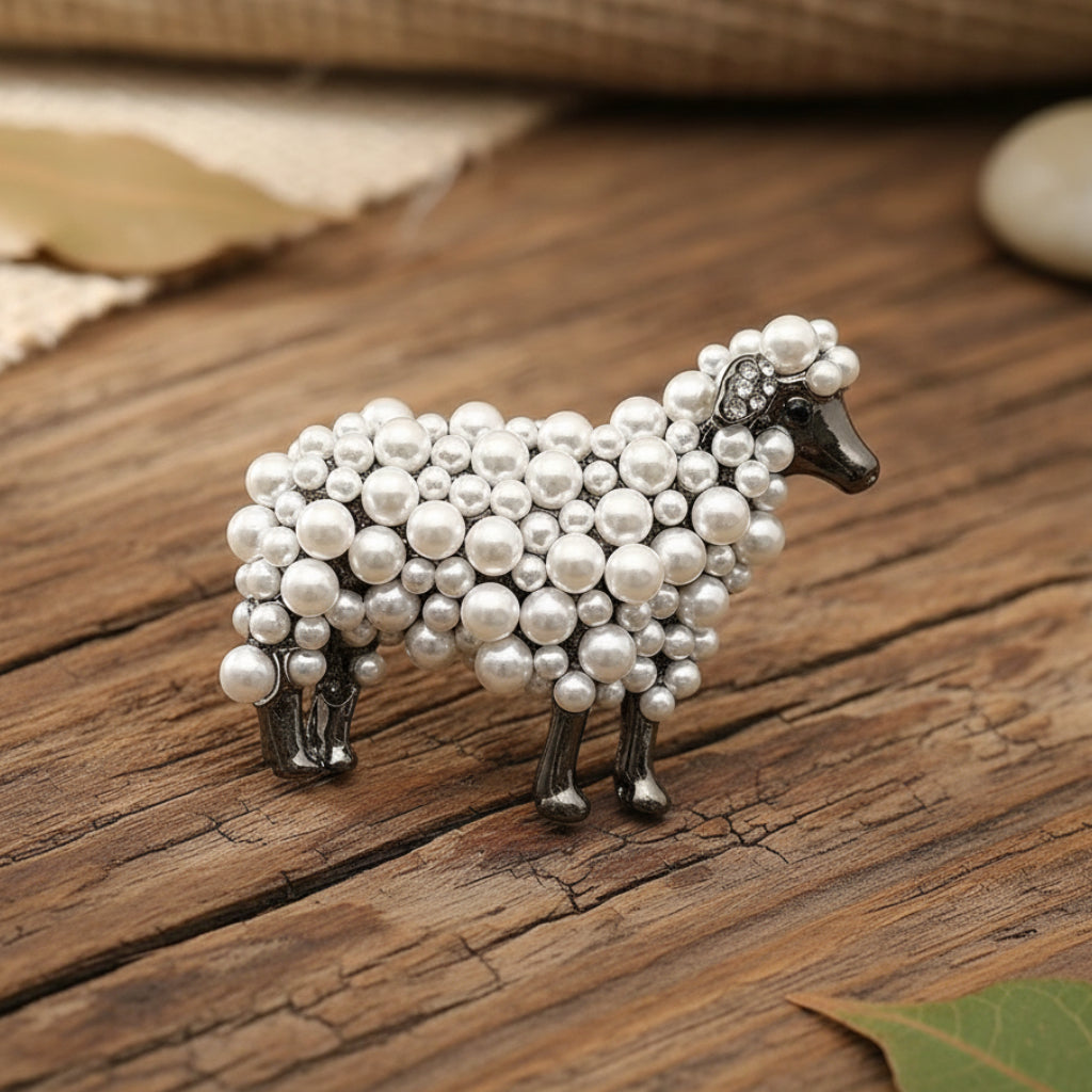 Pearl Sheep Brooch Pin