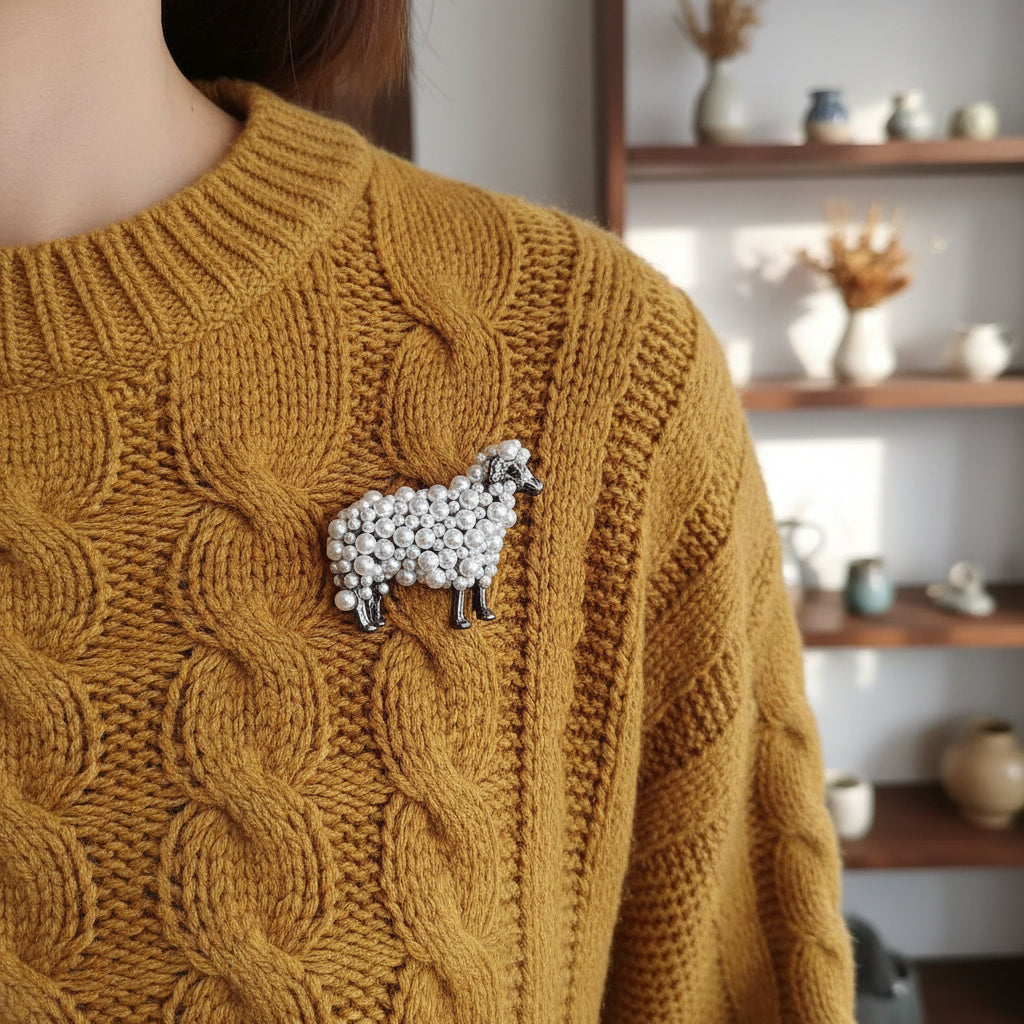 Pearl Sheep Brooch Pin